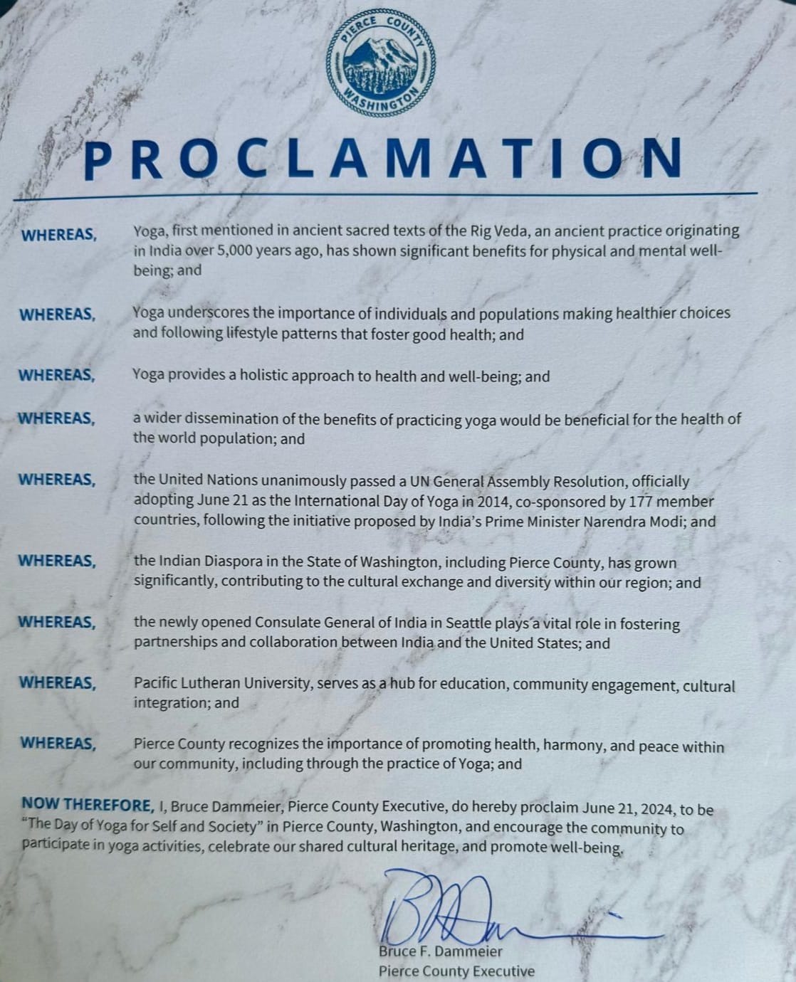 The Day of Yoga for Self and Society (June 21, 2024, Pierce County, Washington)