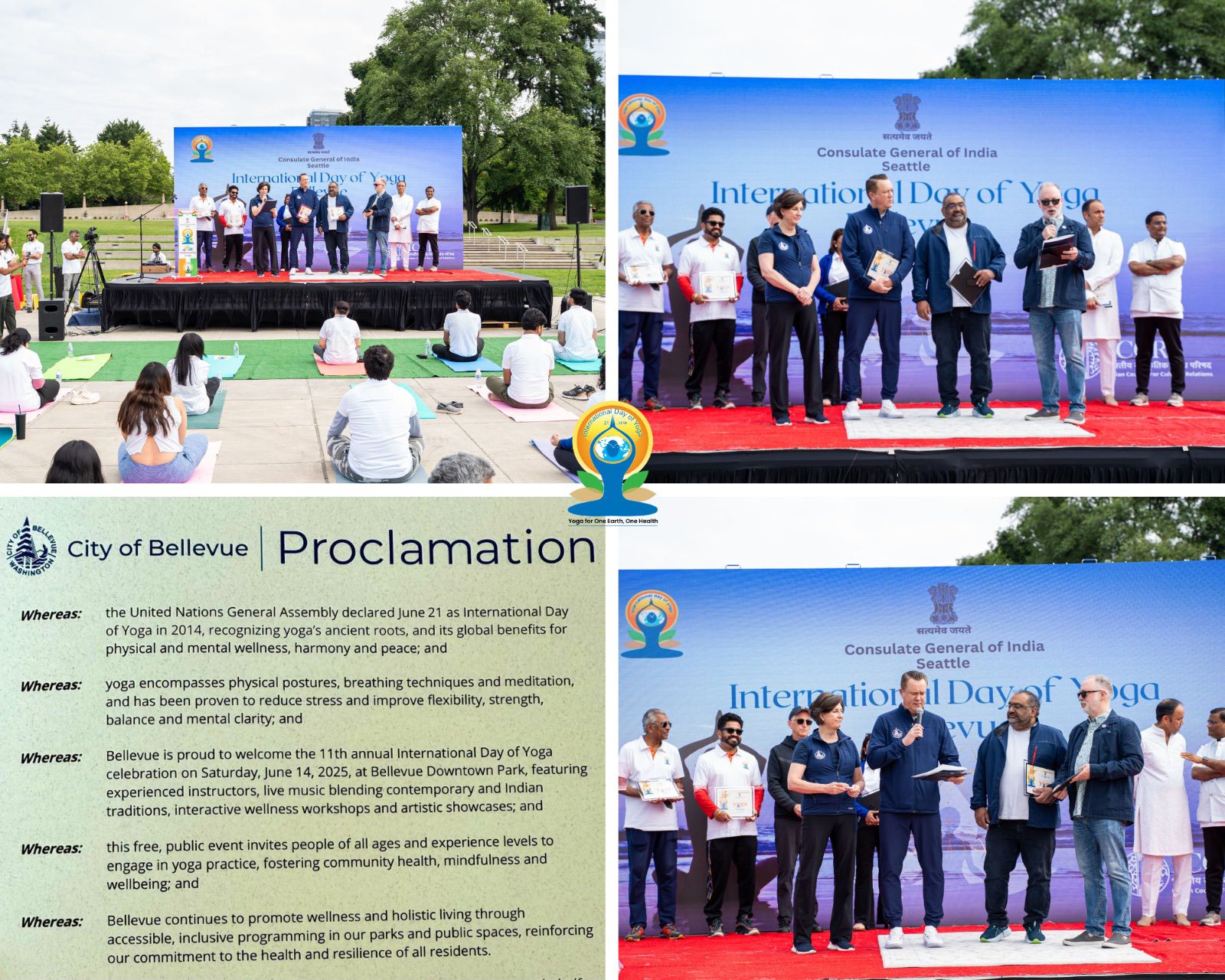  International Day of Yoga 2025 – Curtain Raiser hosted at Bellevue Downtown Park (14 June, 2025)