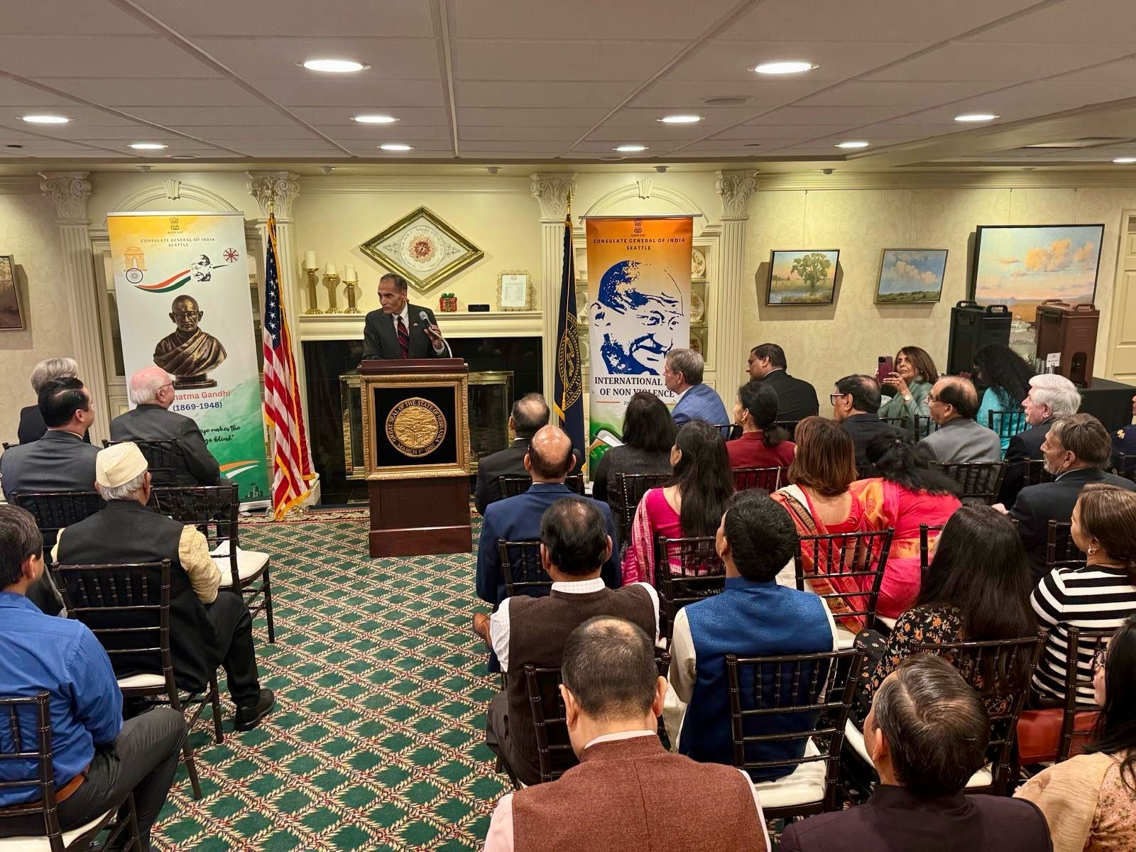  Unveiling of the Mahatma Gandhi bust at the office of Governor Jim Pillen at the Nebraska State Capitol in Lincoln, Nebraska