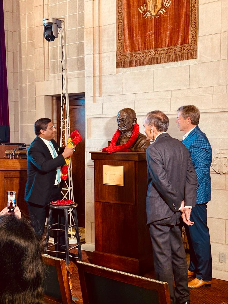  Unveiling of the Mahatma Gandhi bust at the office of Governor Jim Pillen at the Nebraska State Capitol in Lincoln, Nebraska