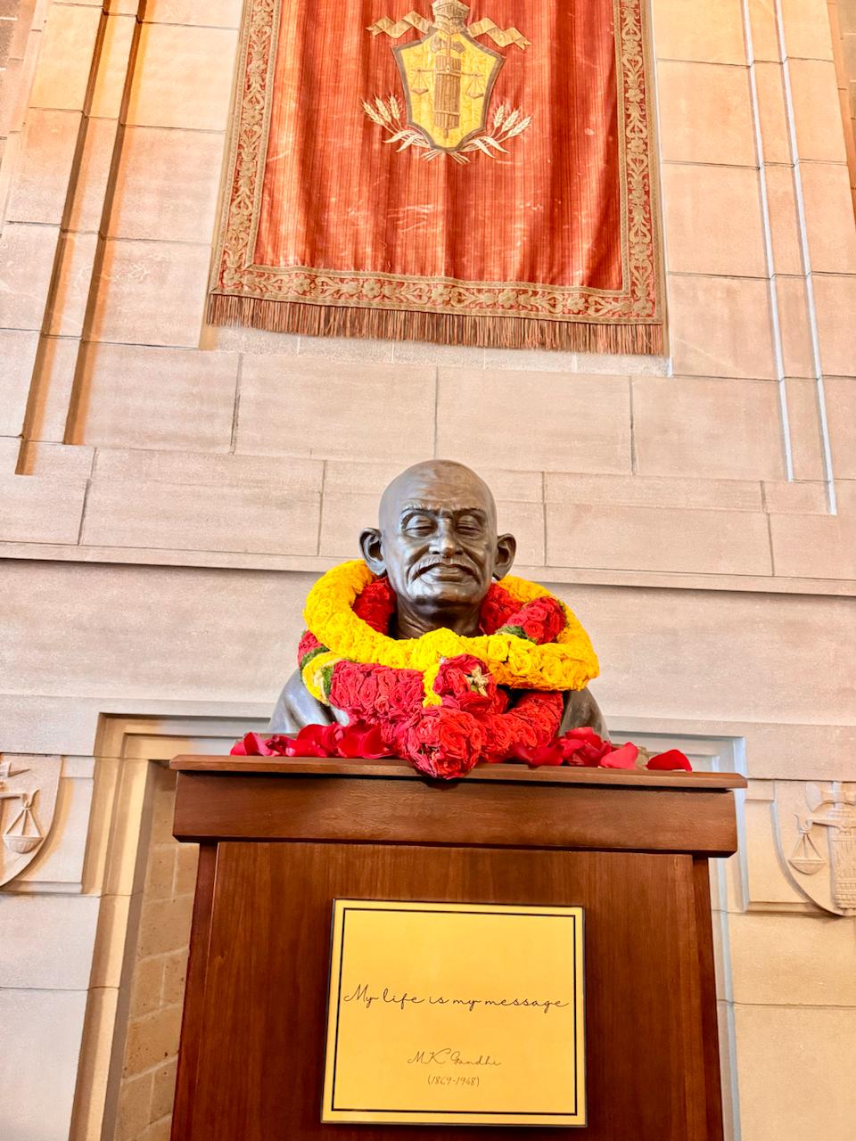  Unveiling of the Mahatma Gandhi bust at the office of Governor Jim Pillen at the Nebraska State Capitol in Lincoln, Nebraska