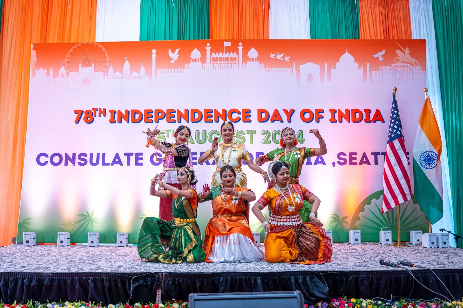  Indian Tricolour unfurled on India's 78th Independence Day at the Federal Reserve Building in Seattle (August 17 2024, Seattle)
