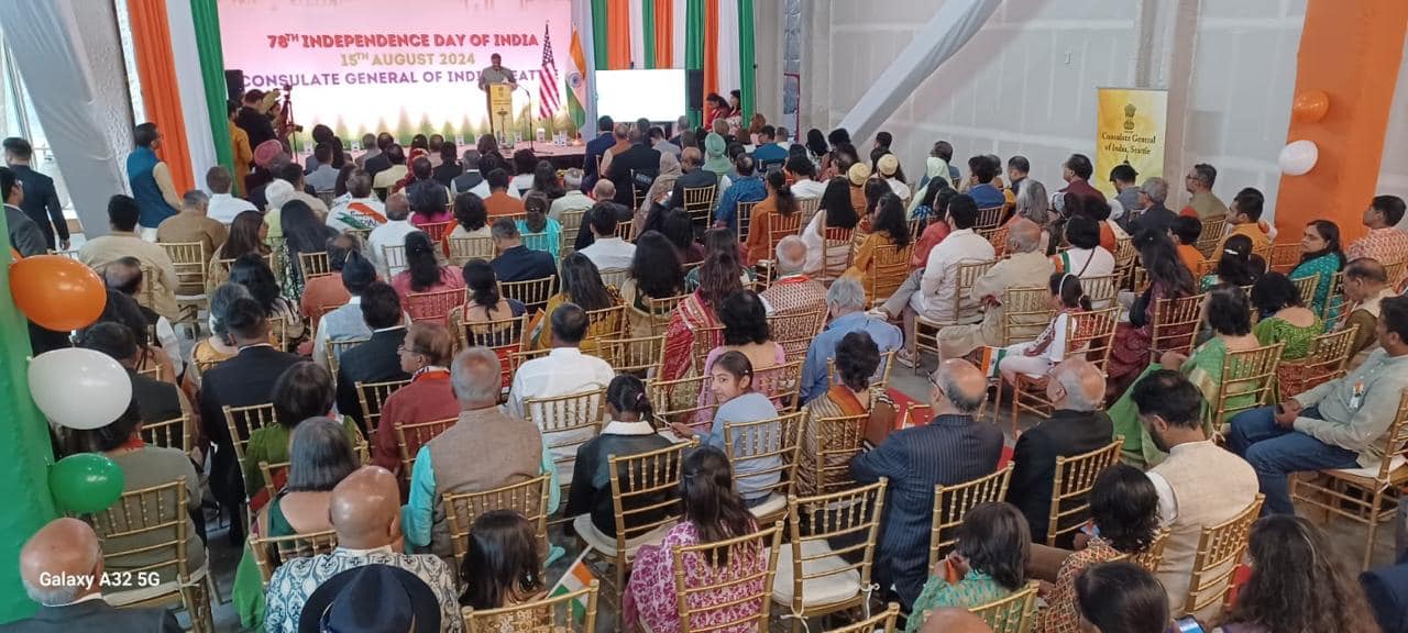  Indian Tricolour unfurled on India's 78th Independence Day at the Federal Reserve Building in Seattle (August 17 2024, Seattle)
