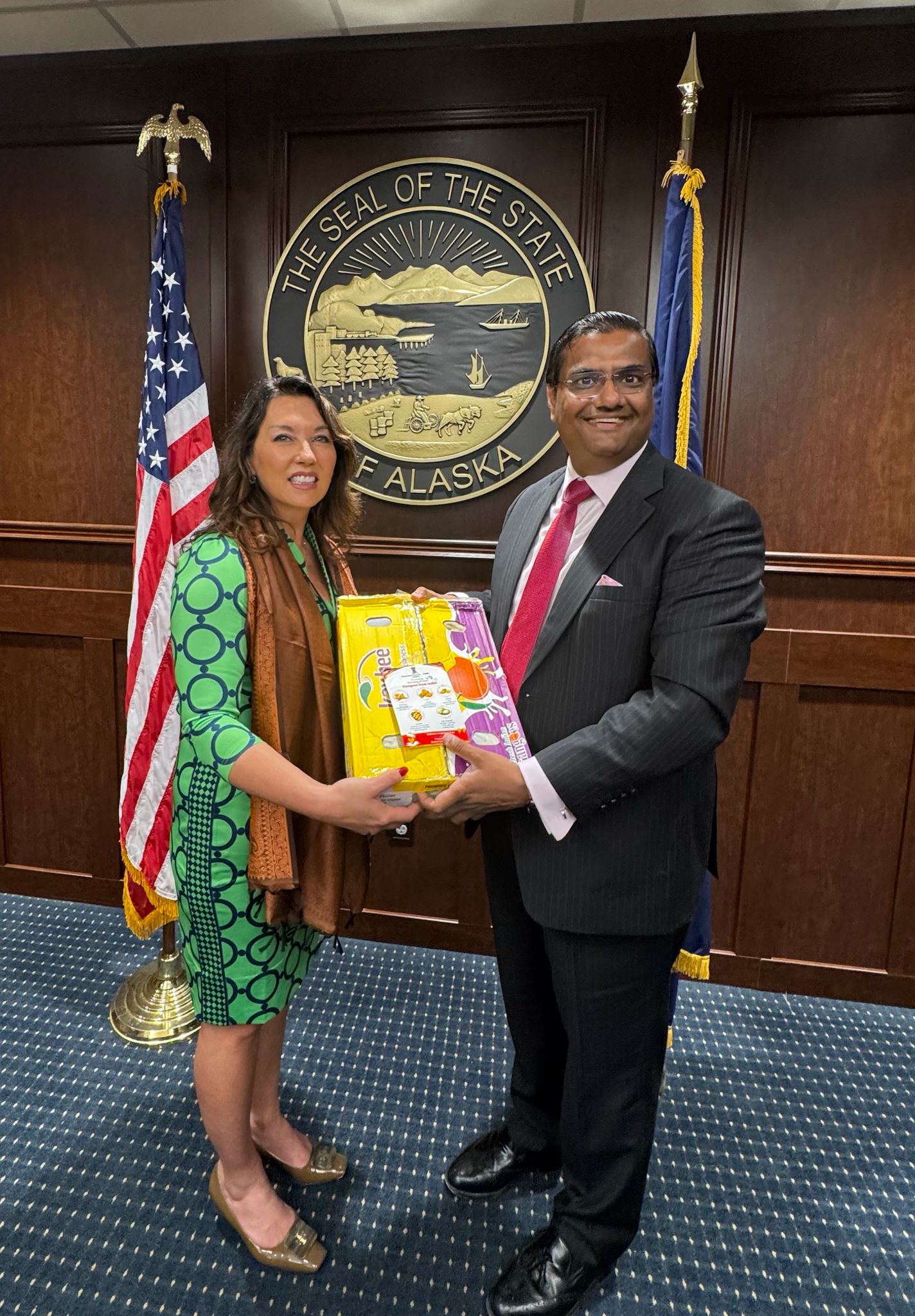  Dussehri Mangoes from India presented to Julie Sande, Commissioner, Department of Commerce, Community and Economic Development, State of Alaska (14th July, 2025, Anchorage, Alaska)