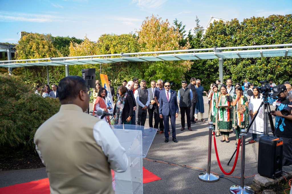  Consul General addressing audience at Gandhi Jayanti Celebration (02 October 2025, Seattle Center)