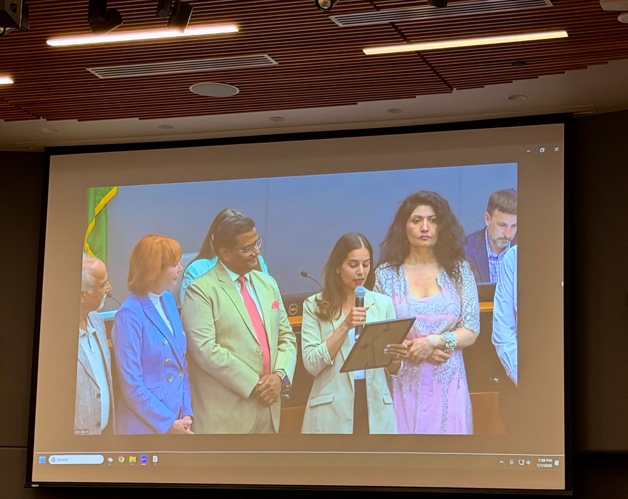  Kirkland Council Member Shilpa Prem reading out the Proclamation