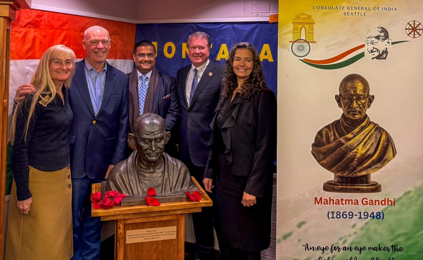  Hon’ble Governor Greg Gianforte Unveils the First Bust of Mahatma Gandhi in Montana (03 March 2026)