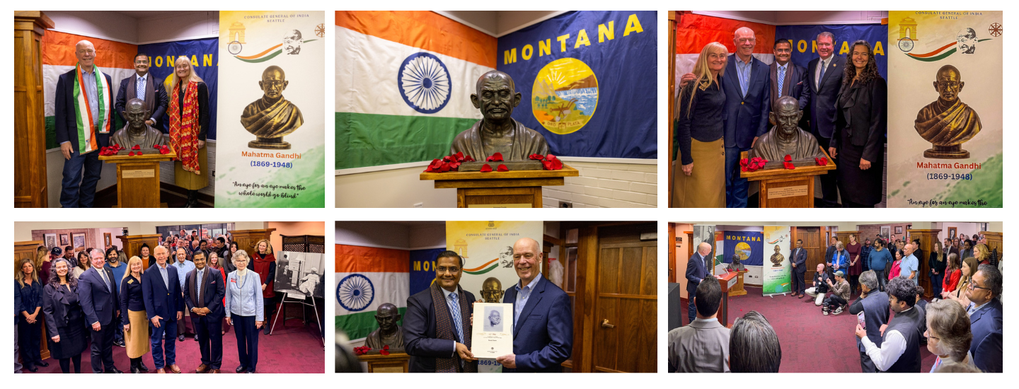  Hon’ble Governor Greg Gianforte Unveils the First Bust of Mahatma Gandhi in Montana (03 March 2026)
