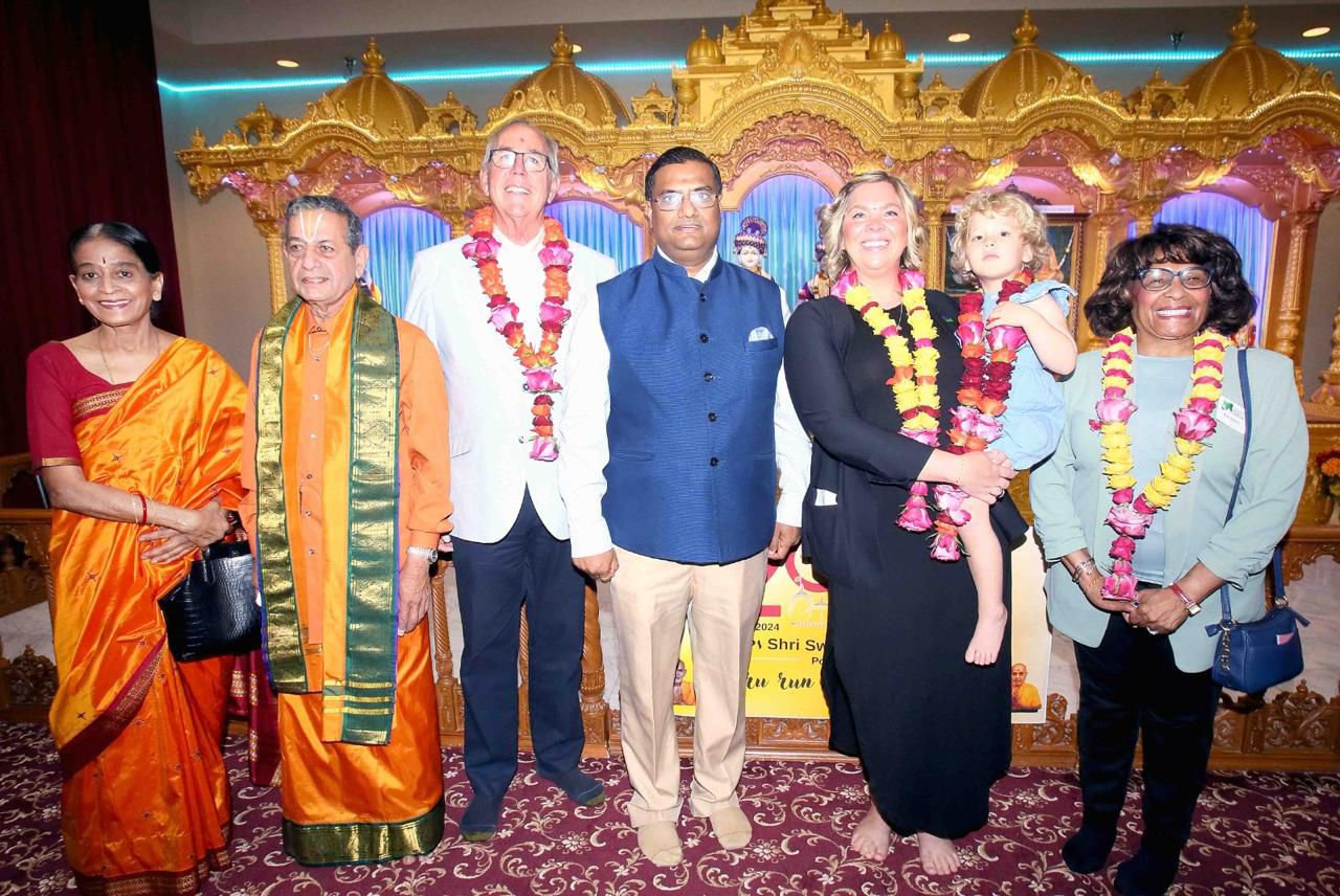  Mayor Steve Callaway of Hillsboro, Mayor Heidi Lueb of Tigard and Ms. Rosa Colquitt, Chair of Democratic Party of Oregon joined at the inaugural ceremony of the Consular Camp at BAPS Mandir  (10 August, Portland)