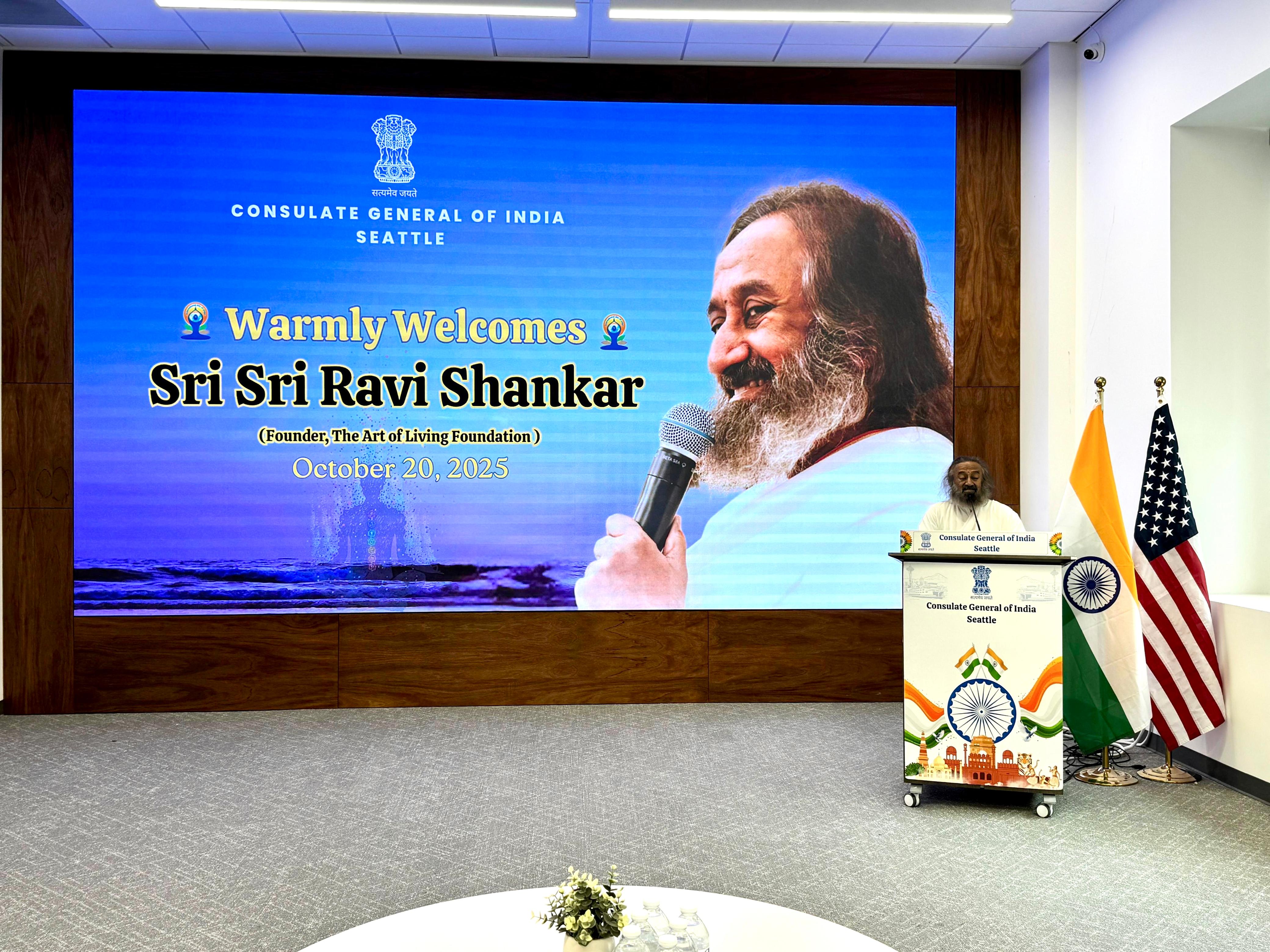  Gurudev Sri Sri Ravishankar ji addressing the gathering (20 October 2025, Seattle)