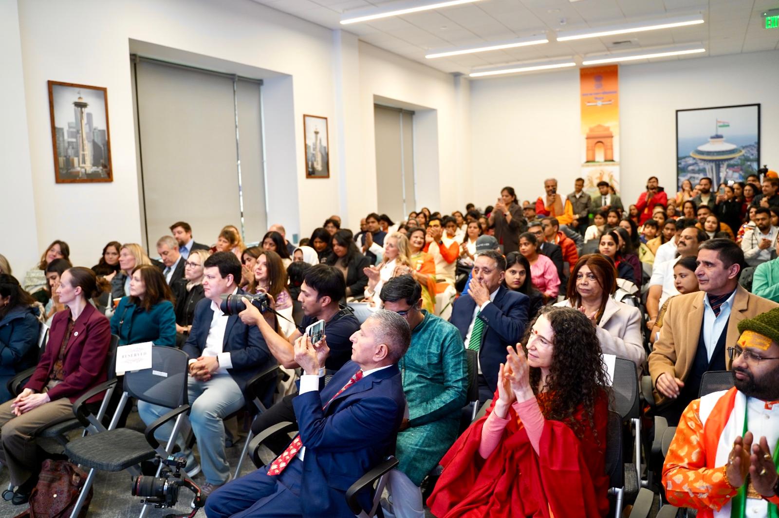  Indian Tricolour unfurled in Seattle on the Federal Reserve Building