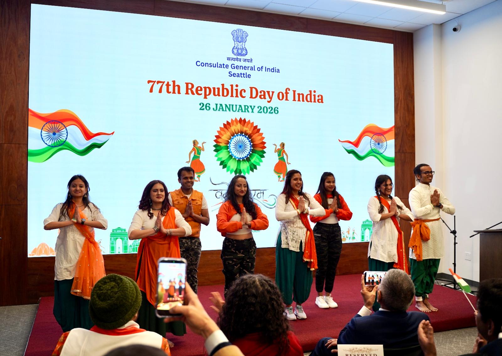 Indian Tricolour unfurled in Seattle on the Federal Reserve Building