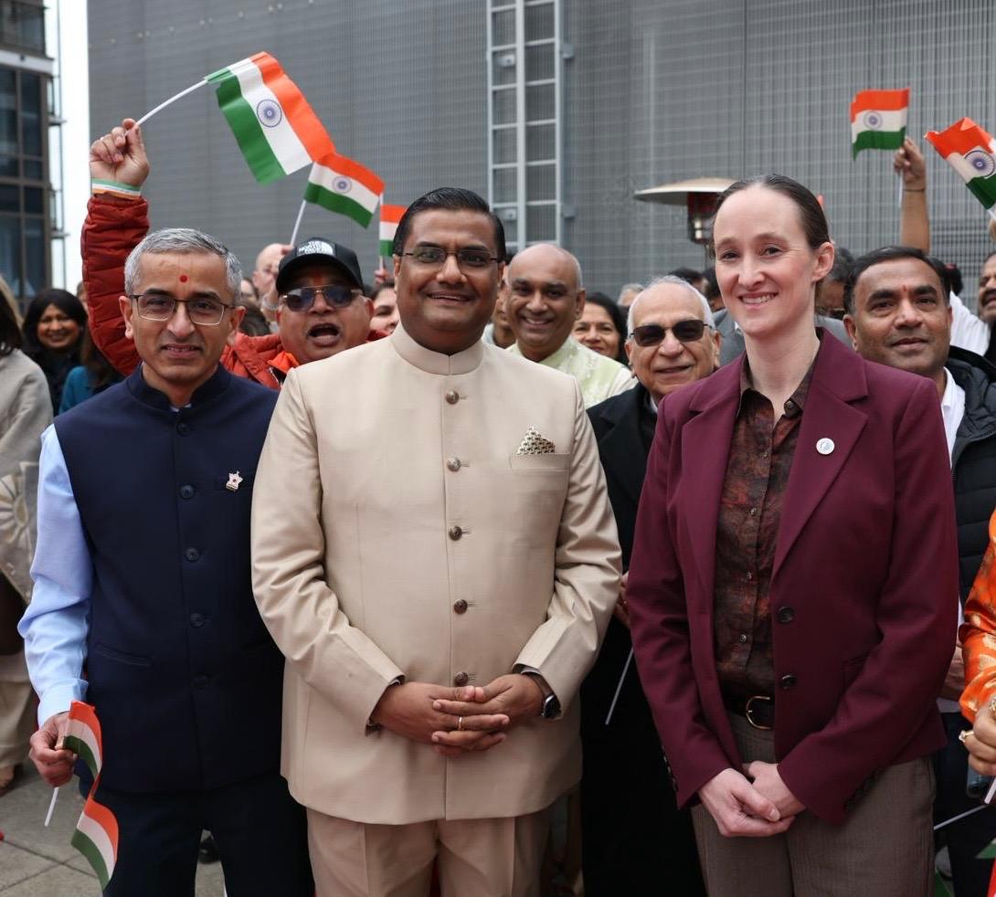  Indian Tricolour unfurled in Seattle on the Federal Reserve Building