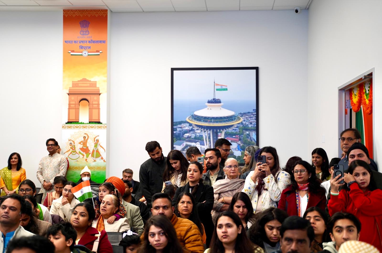  Indian Tricolour unfurled in Seattle on the Federal Reserve Building