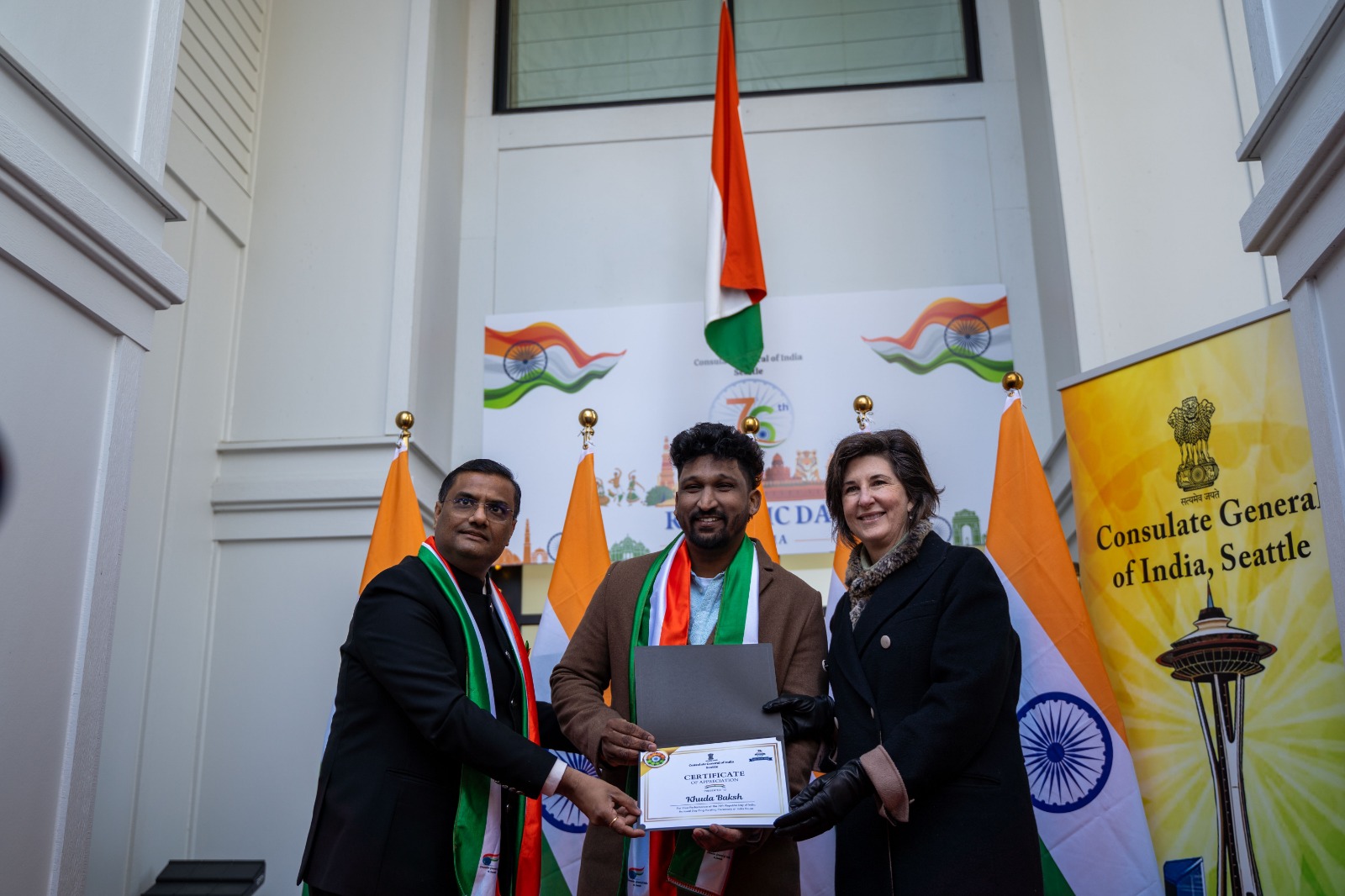  76th Republic Day of India : Flag Unfurling Ceremony at India House in Bellevue (26th January, 2025 ,India House-Bellevue)