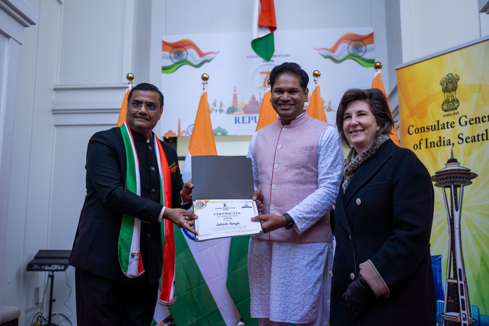  76th Republic Day of India : Flag Unfurling Ceremony at India House in Bellevue (26th January, 2025 ,India House-Bellevue)