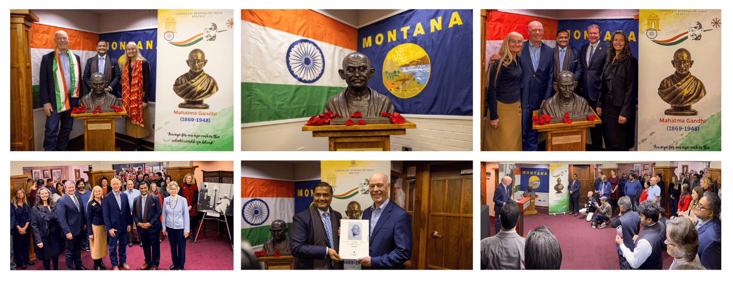 Governor of Montana unveils the first Bust of Mahatma Gandhi in Montana (03 March 2026) Governor of Montana unveils the first Bust of Mahatma Gandhi in Montana (03 March 2026)