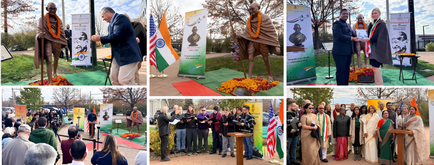 The 1st Statue of Mahatma Gandhi unveiled in North Dakota at Peace Park The 1st Statue of Mahatma Gandhi unveiled in North Dakota at Peace Park