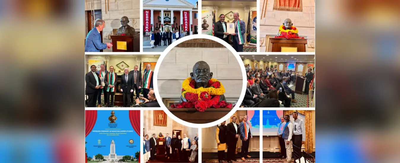  Unveiling of the Mahatma Gandhi bust at the office of Governor Jim Pillen at the Nebraska State Capitol in Lincoln, Nebraska