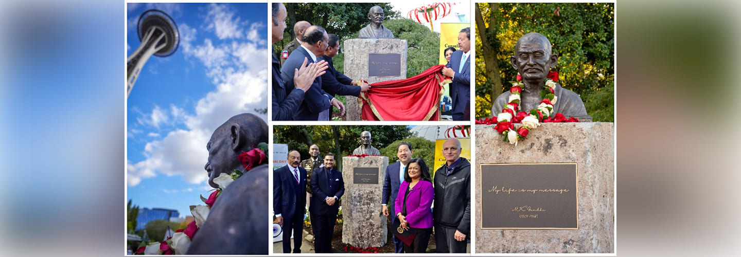  Bust of Mahatma Gandhi unveiled in Seattle and  2nd October Declared as Mahatma Gandhi Day