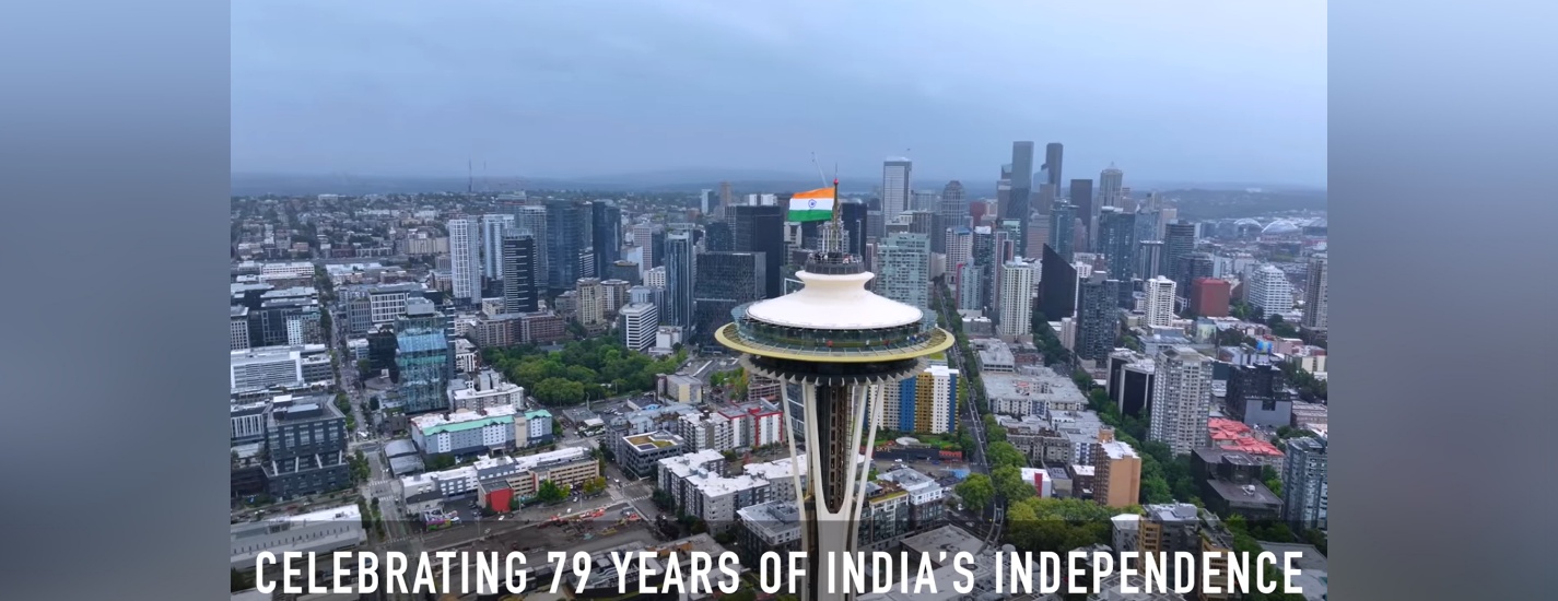 Indian Tricolor Hoisted at Seattle’s Space Needle for the First Time on India’s 79th Independence Day (15 August, 2025) Indian Tricolor Hoisted at Seattle’s Space Needle for the First Time on India’s 79th Independence Day (15 August, 2025)